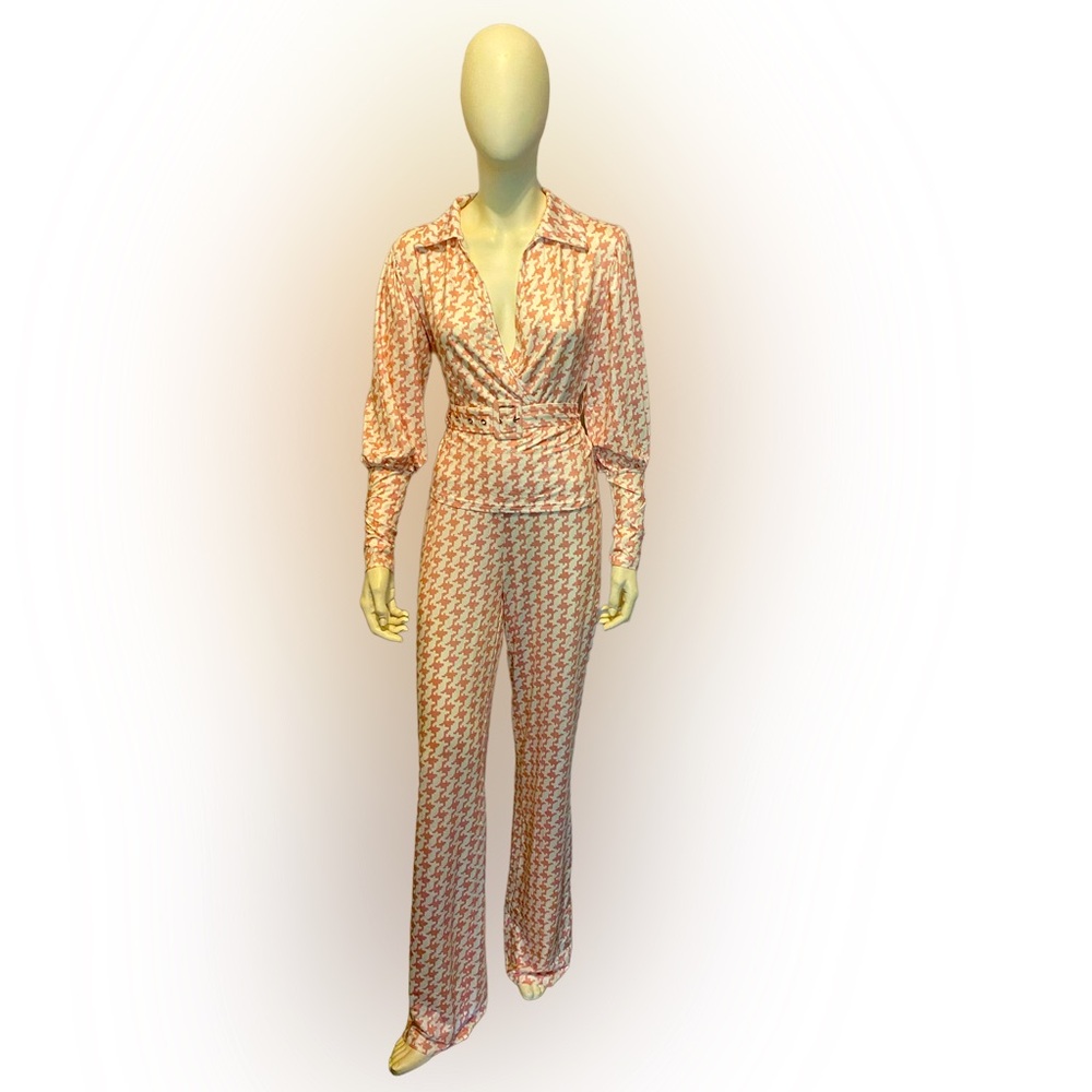 Women Fashion print Lantern Trousers Suit